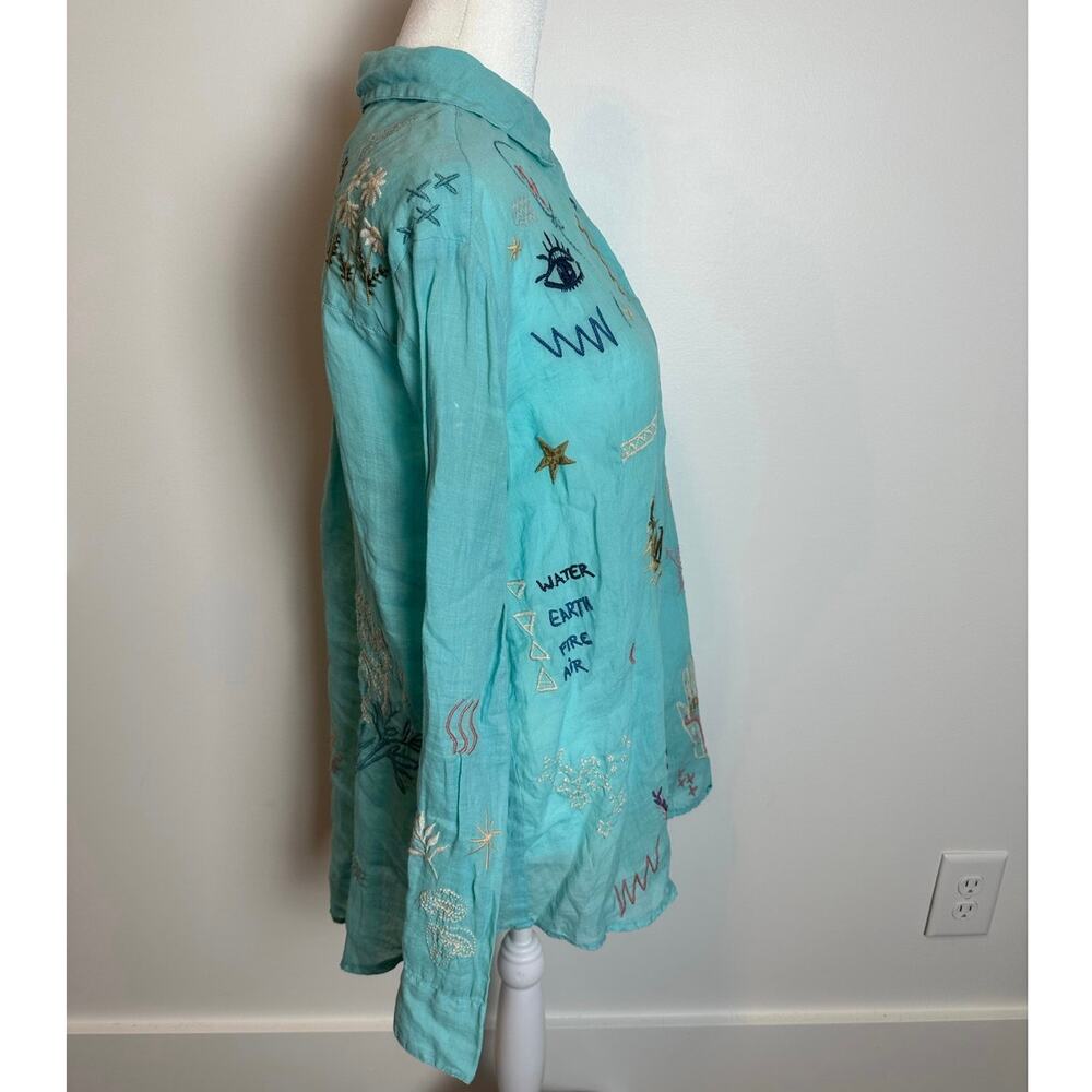 Johnny Was Embroidered Long Sleeve Button Down Shirt - Picture 3 of 13